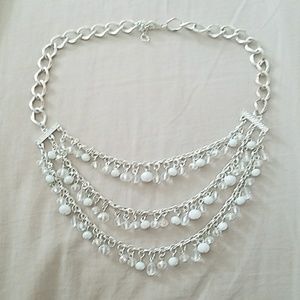 Silver color,  white necklace!